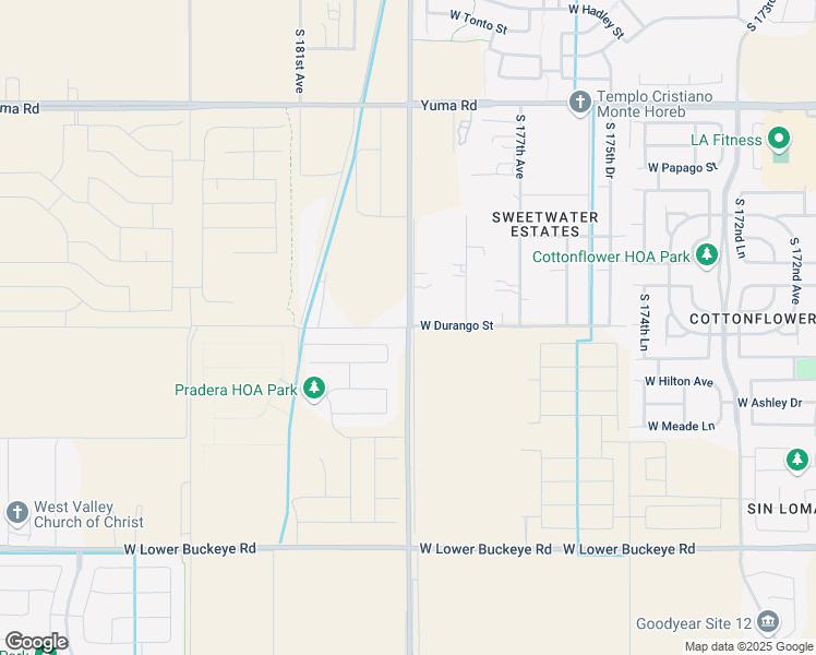 map of restaurants, bars, coffee shops, grocery stores, and more near 2000 South Citrus Road in Goodyear