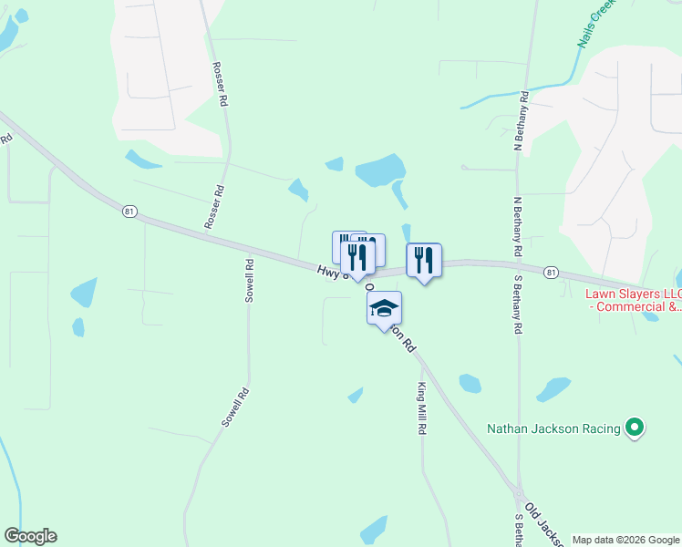 map of restaurants, bars, coffee shops, grocery stores, and more near Georgia 81 in McDonough