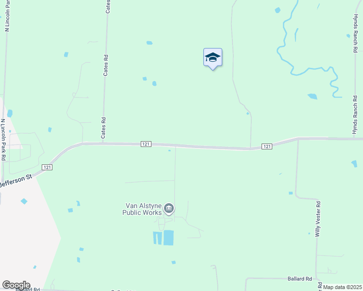 map of restaurants, bars, coffee shops, grocery stores, and more near Farm to Market 121 in Van Alstyne