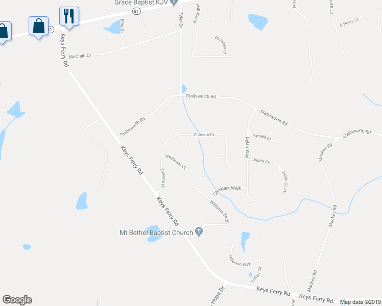 map of restaurants, bars, coffee shops, grocery stores, and more near 320 Petal Creek Court in McDonough