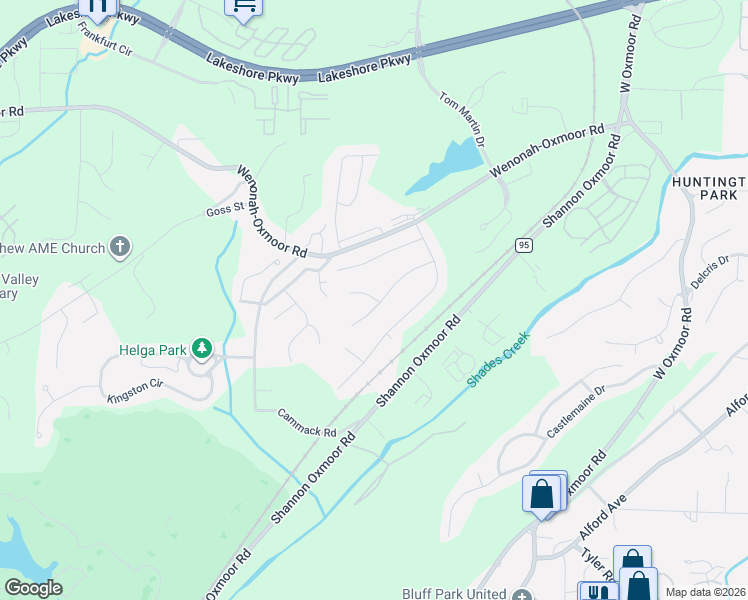 map of restaurants, bars, coffee shops, grocery stores, and more near 2733-2735 Oxmoor Glen Drive in Birmingham