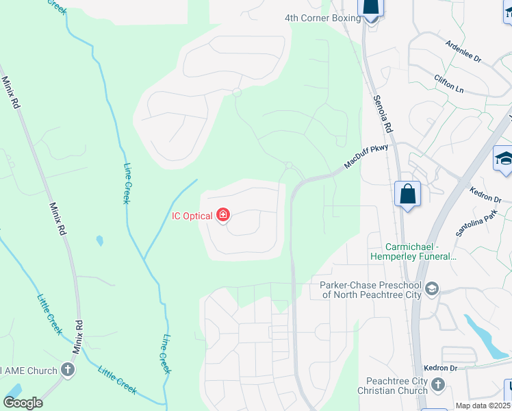 map of restaurants, bars, coffee shops, grocery stores, and more near 307 Honey Locust Court in Peachtree City