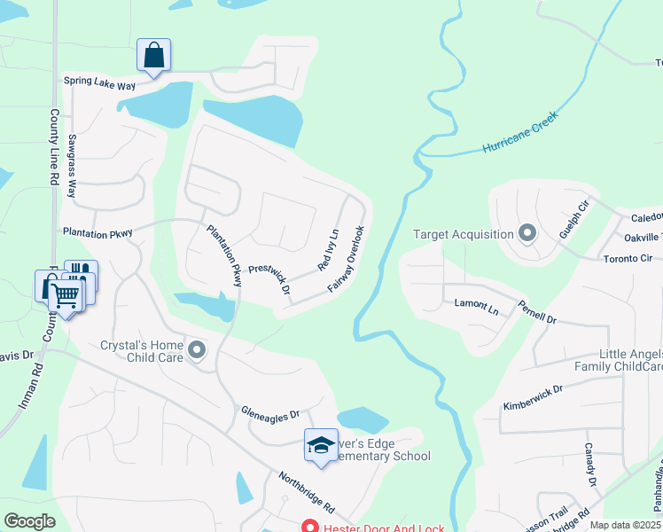 map of restaurants, bars, coffee shops, grocery stores, and more near 12012 Red Ivy Lane in Fayetteville