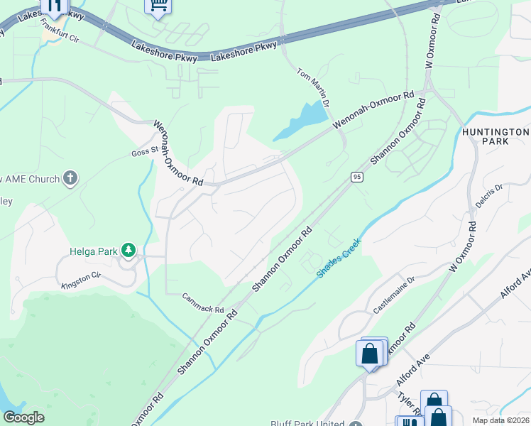 map of restaurants, bars, coffee shops, grocery stores, and more near 2729 Oxmoor Glen Drive in Birmingham