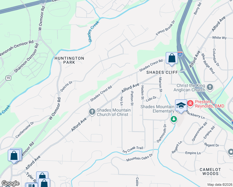 map of restaurants, bars, coffee shops, grocery stores, and more near 1022 Alford Avenue in Birmingham