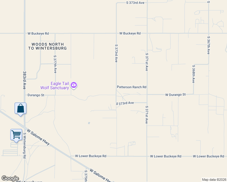 map of restaurants, bars, coffee shops, grocery stores, and more near 1812 South 373rd Avenue in Tonopah