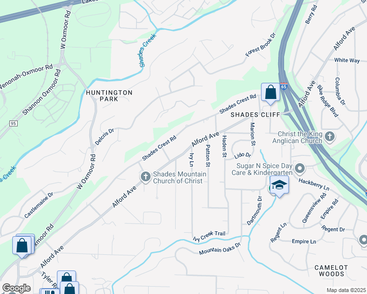 map of restaurants, bars, coffee shops, grocery stores, and more near 1022 Alford Avenue in Birmingham