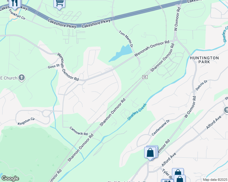 map of restaurants, bars, coffee shops, grocery stores, and more near 2719 Oxmoor Glen Drive in Birmingham