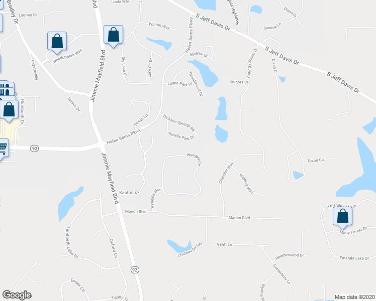 map of restaurants, bars, coffee shops, grocery stores, and more near 305 Wyngate Circle in Fayetteville