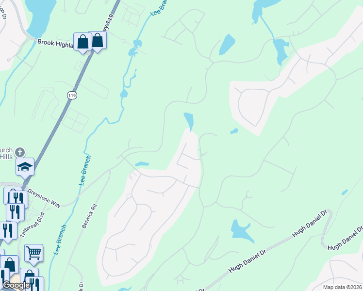 map of restaurants, bars, coffee shops, grocery stores, and more near 2109 Cameron Circle in Birmingham