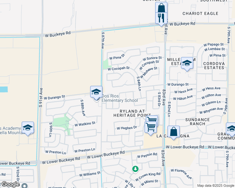 map of restaurants, bars, coffee shops, grocery stores, and more near 2006 South 86th Avenue in Tolleson