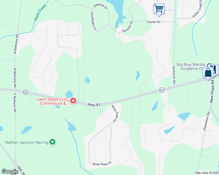 map of restaurants, bars, coffee shops, grocery stores, and more near 132 Hilda Way in McDonough