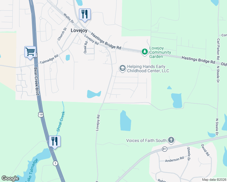map of restaurants, bars, coffee shops, grocery stores, and more near 11962 Lovejoy Crossing Boulevard in Hampton