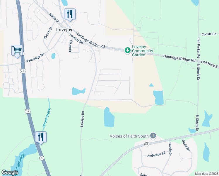 map of restaurants, bars, coffee shops, grocery stores, and more near 2639 Lovejoy Crossing Street in Hampton