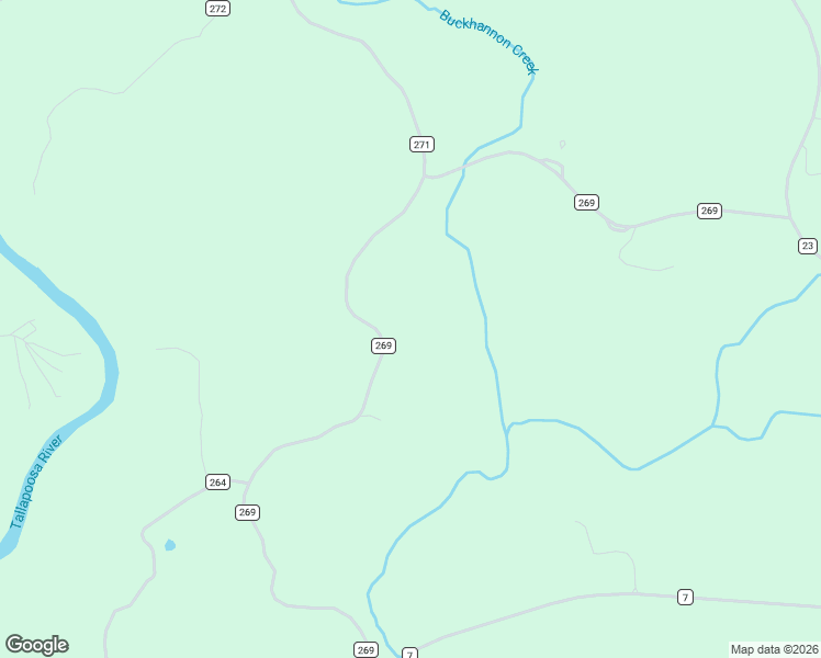 map of restaurants, bars, coffee shops, grocery stores, and more near 1051 County Road 269 in Wedowee