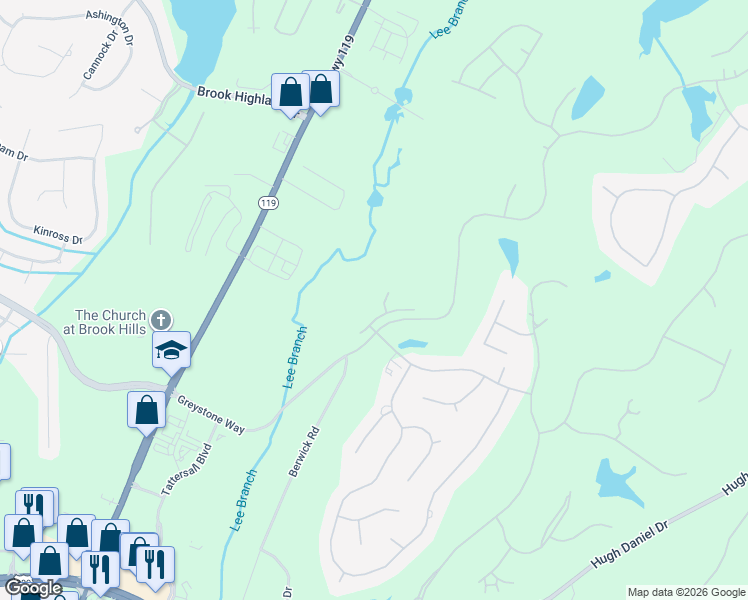 map of restaurants, bars, coffee shops, grocery stores, and more near 905 Linkside Way in Birmingham