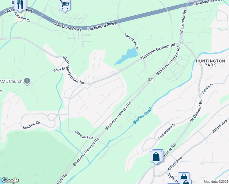 map of restaurants, bars, coffee shops, grocery stores, and more near 2719 Oxmoor Glen Dr in Birmingham