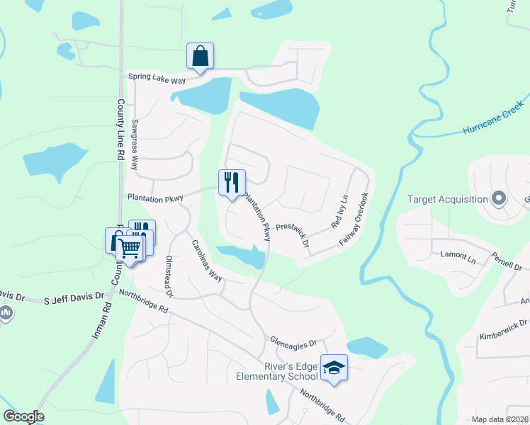 map of restaurants, bars, coffee shops, grocery stores, and more near 23 Oak Hill Terrace in Fayetteville