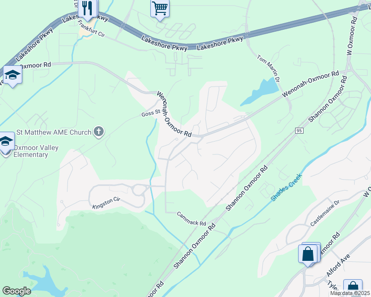 map of restaurants, bars, coffee shops, grocery stores, and more near 2609 Singapore Drive in Birmingham