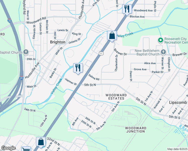map of restaurants, bars, coffee shops, grocery stores, and more near 4013 Bessemer Super Highway in Bessemer