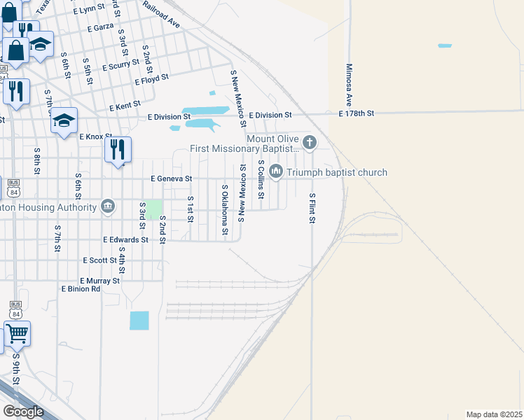 map of restaurants, bars, coffee shops, grocery stores, and more near 999 S Collins St in Slaton