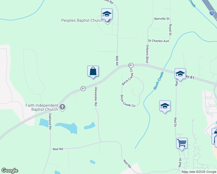 map of restaurants, bars, coffee shops, grocery stores, and more near 835 Highway 81 in McDonough