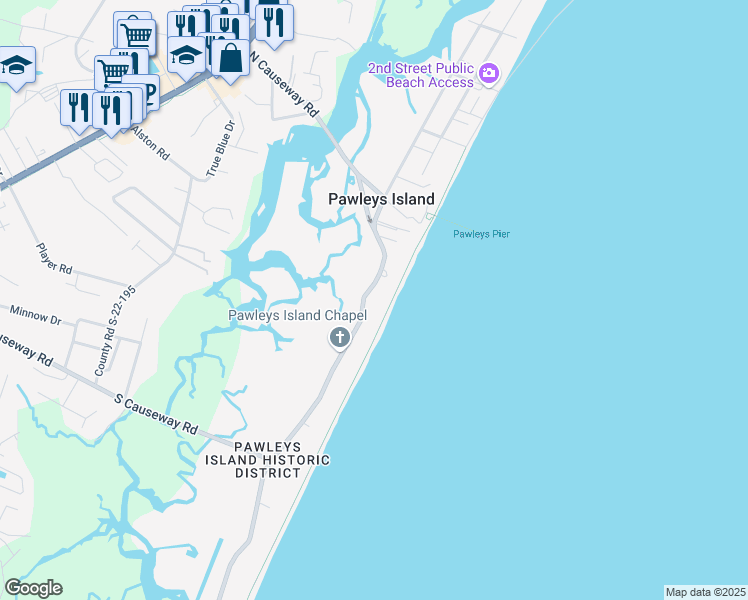 map of restaurants, bars, coffee shops, grocery stores, and more near in Pawleys Island
