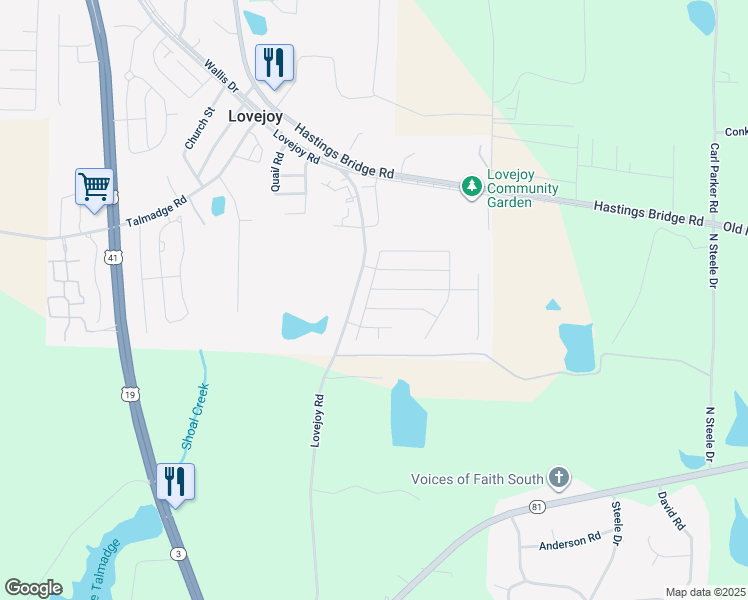 map of restaurants, bars, coffee shops, grocery stores, and more near 2602 Lovejoy Crossing Trail in Hampton