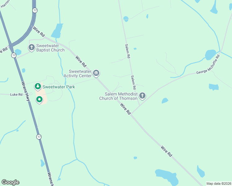 map of restaurants, bars, coffee shops, grocery stores, and more near 2271-2275 Wire Road in Thomson