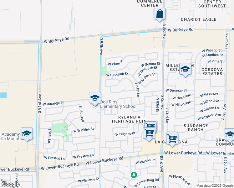 map of restaurants, bars, coffee shops, grocery stores, and more near 2006 South 86th Avenue in Tolleson