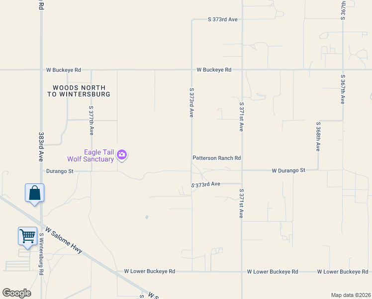 map of restaurants, bars, coffee shops, grocery stores, and more near 1812 South 373rd Avenue in Tonopah