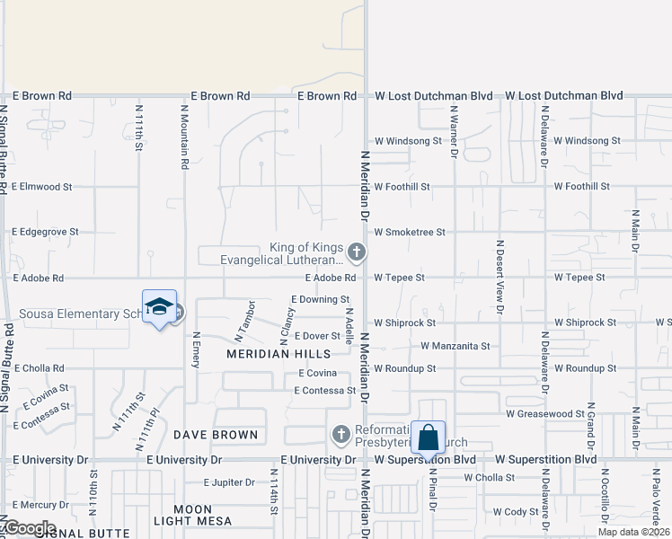 map of restaurants, bars, coffee shops, grocery stores, and more near 827 North Payton in Mesa