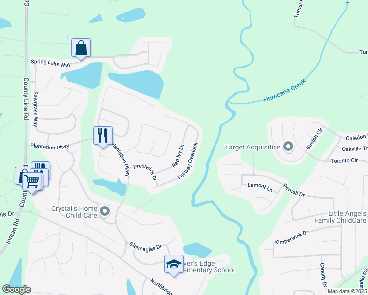 map of restaurants, bars, coffee shops, grocery stores, and more near 11945 Red Ivy Lane in Fayetteville