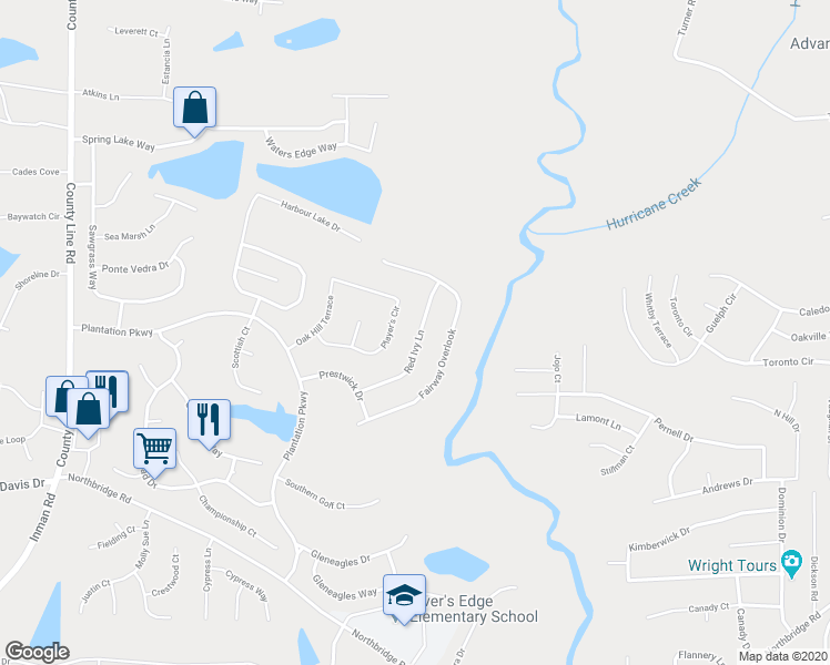 map of restaurants, bars, coffee shops, grocery stores, and more near 11969 Red Ivy Lane in Fayetteville