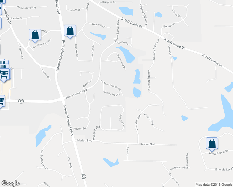 map of restaurants, bars, coffee shops, grocery stores, and more near 215 Annelle Park Drive in Fayetteville