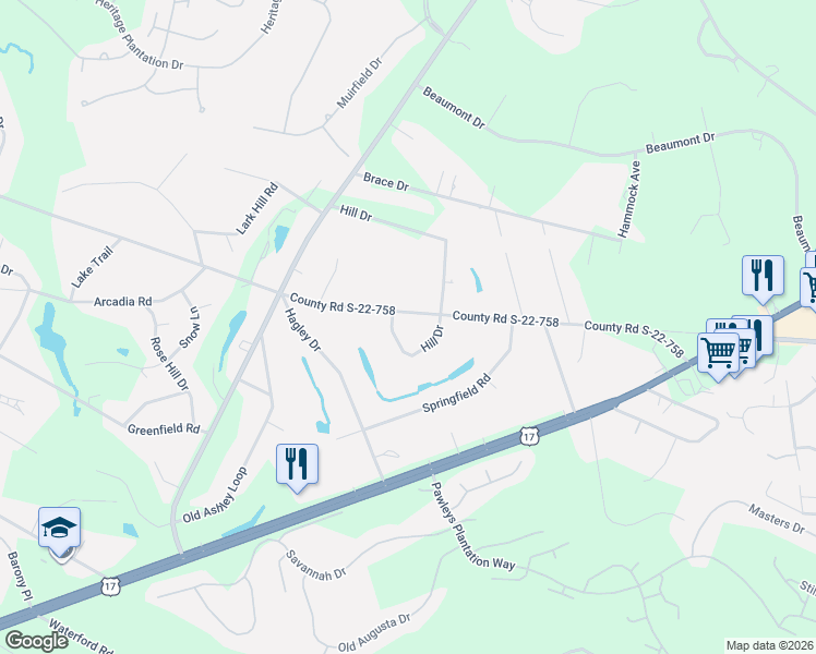 map of restaurants, bars, coffee shops, grocery stores, and more near 773 County Road S-22-758 in Pawleys Island