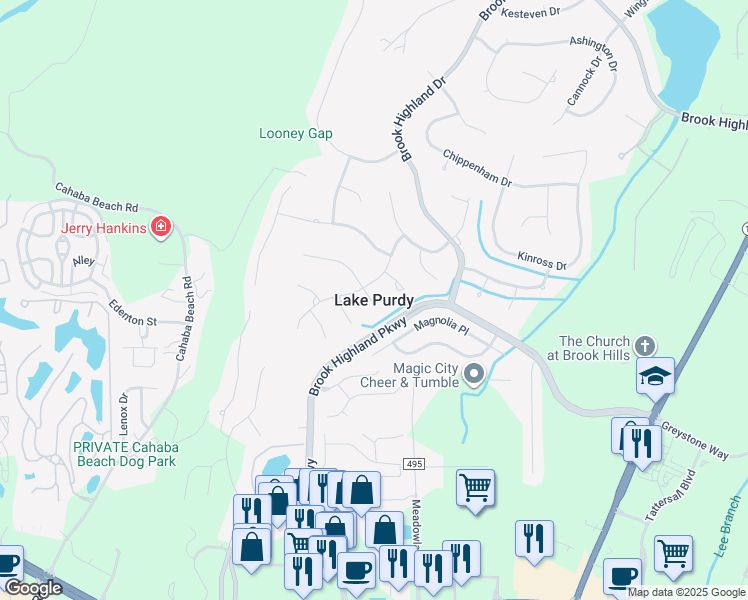 map of restaurants, bars, coffee shops, grocery stores, and more near in Lake Purdy