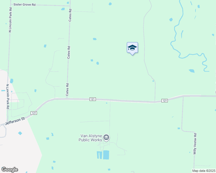 map of restaurants, bars, coffee shops, grocery stores, and more near Farm to Market 121 in Van Alstyne