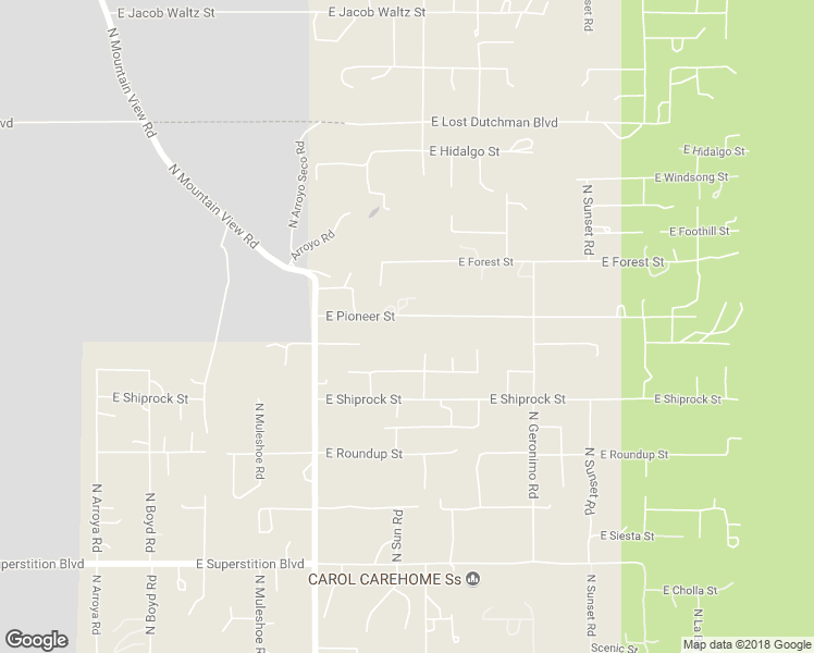 map of restaurants, bars, coffee shops, grocery stores, and more near 5151 East Pioneer Street in Apache Junction