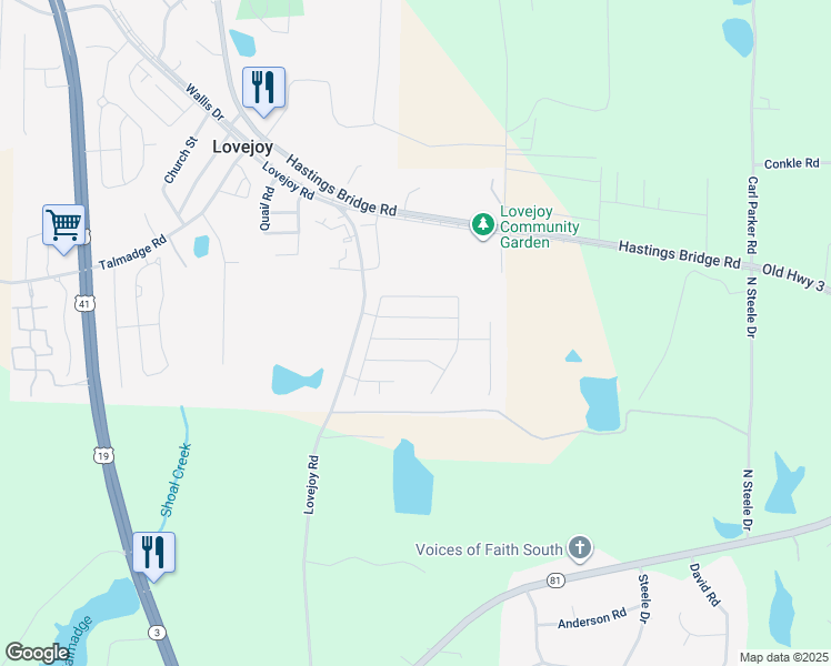 map of restaurants, bars, coffee shops, grocery stores, and more near 2640 Lovejoy Crossing Lane in Hampton