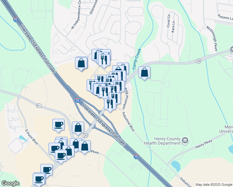 map of restaurants, bars, coffee shops, grocery stores, and more near 545 Hampton Road in Hampton