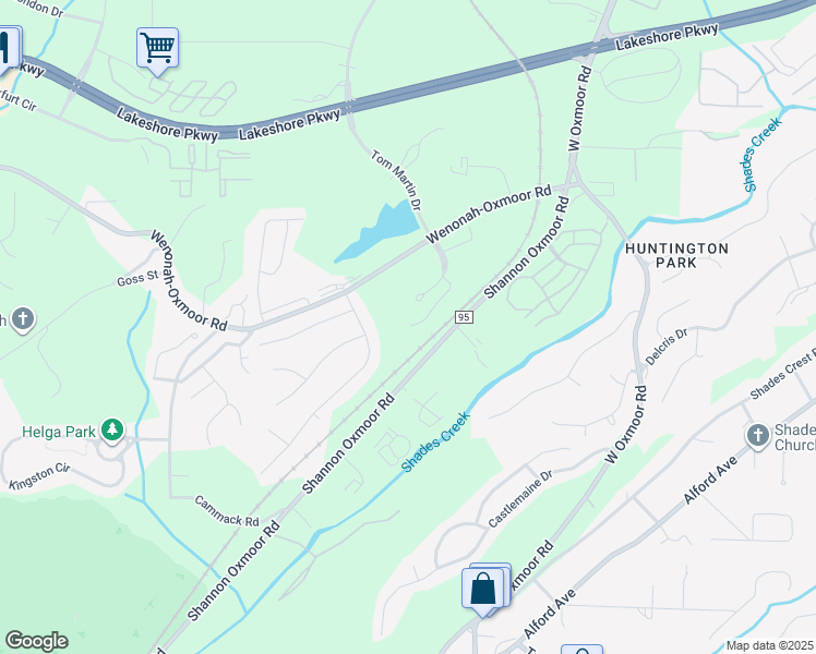 map of restaurants, bars, coffee shops, grocery stores, and more near 821 Tom Martin Drive in Birmingham
