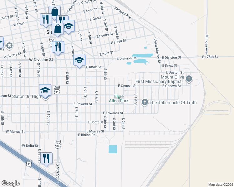 map of restaurants, bars, coffee shops, grocery stores, and more near 901-999 S 3rd St in Slaton