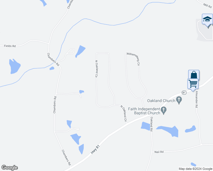 map of restaurants, bars, coffee shops, grocery stores, and more near 640 North Oakland Circle in McDonough