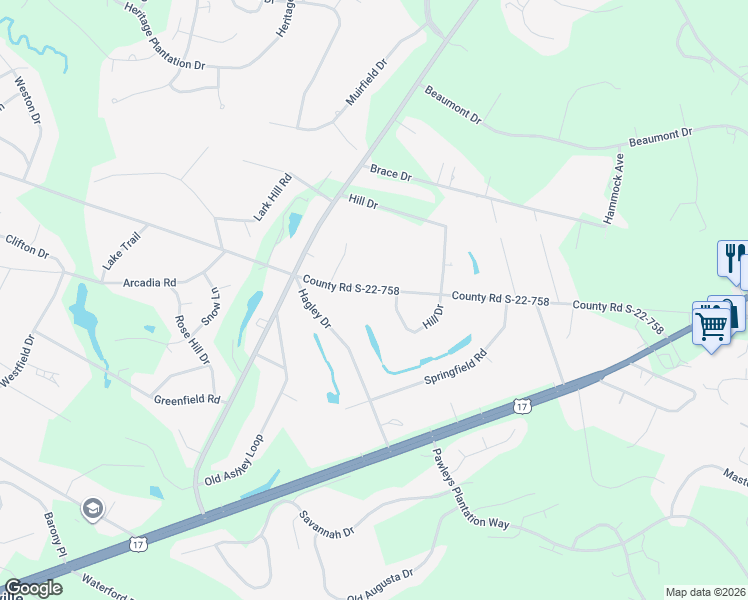 map of restaurants, bars, coffee shops, grocery stores, and more near 851 County Road S-22-758 in Pawleys Island