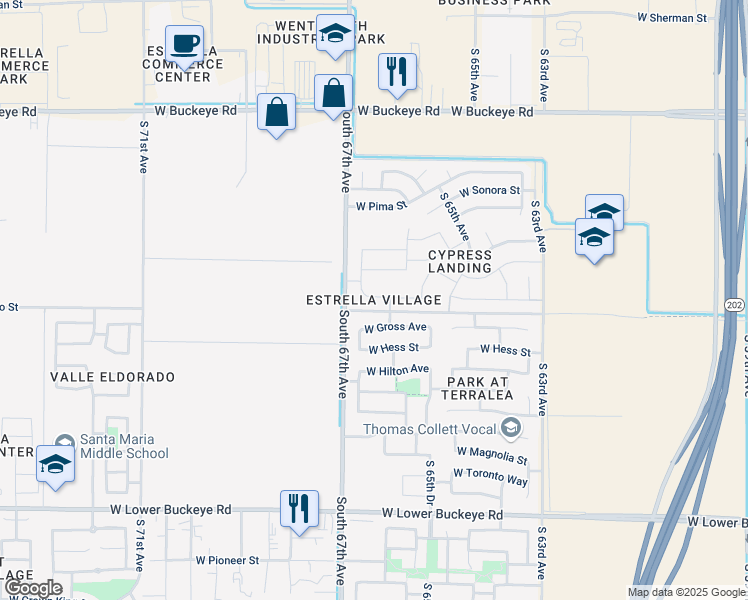 map of restaurants, bars, coffee shops, grocery stores, and more near in Phoenix