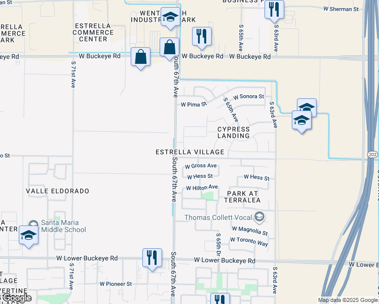 map of restaurants, bars, coffee shops, grocery stores, and more near in Phoenix