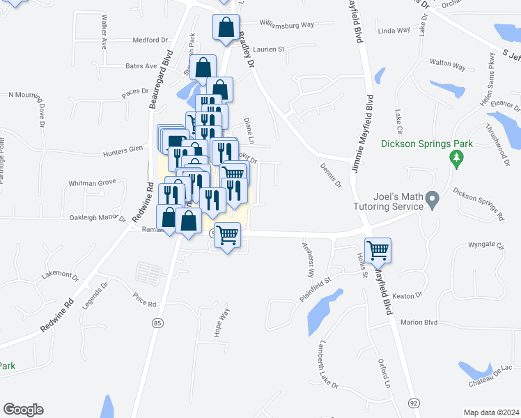 map of restaurants, bars, coffee shops, grocery stores, and more near 330 Adverstone Court in Fayetteville