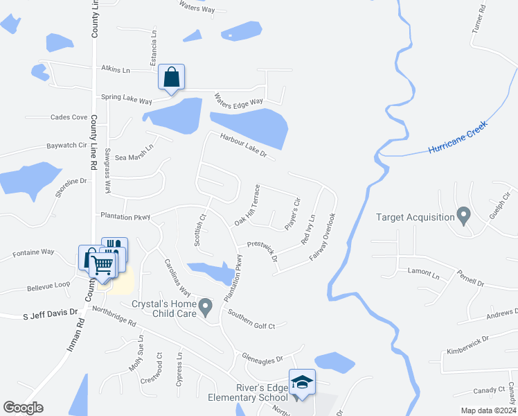 map of restaurants, bars, coffee shops, grocery stores, and more near 71 Oak Hill Terrace in Fayetteville