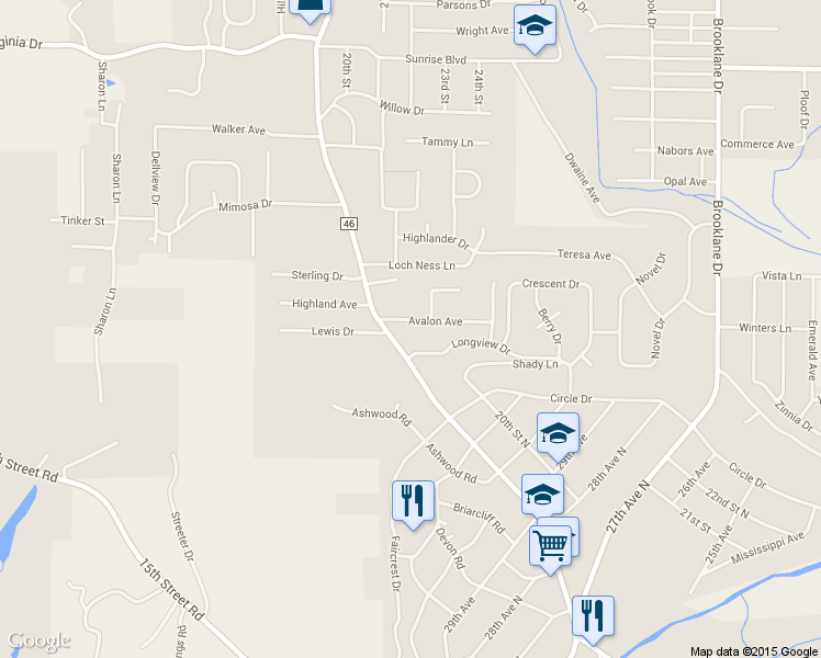 map of restaurants, bars, coffee shops, grocery stores, and more near 112 Avalon Avenue in Hueytown